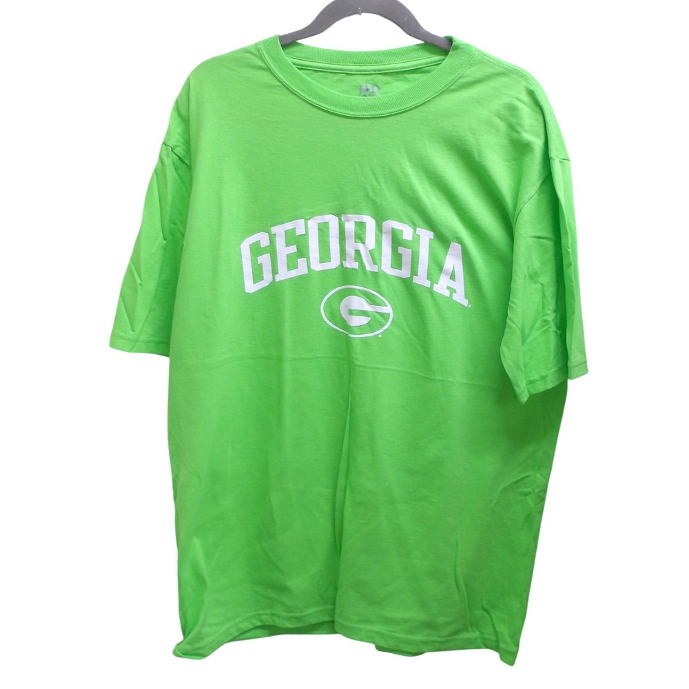 Georgia Bulldogs NCAA Graphic T-Shirt Lime Green Short Sleeve Crewneck L /#26621